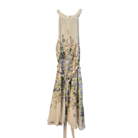 DN Designs Curvy Women's Halter Floral Tie Waist Dress - Picture 3 of 7